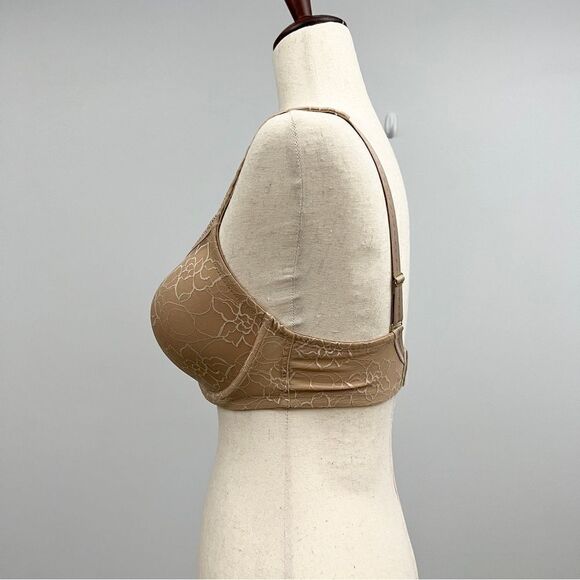 Soma Intimates Tan Floral Lace Overlay Bra 34DD Gorgeous Trim Feminine - Picture 2 of 5